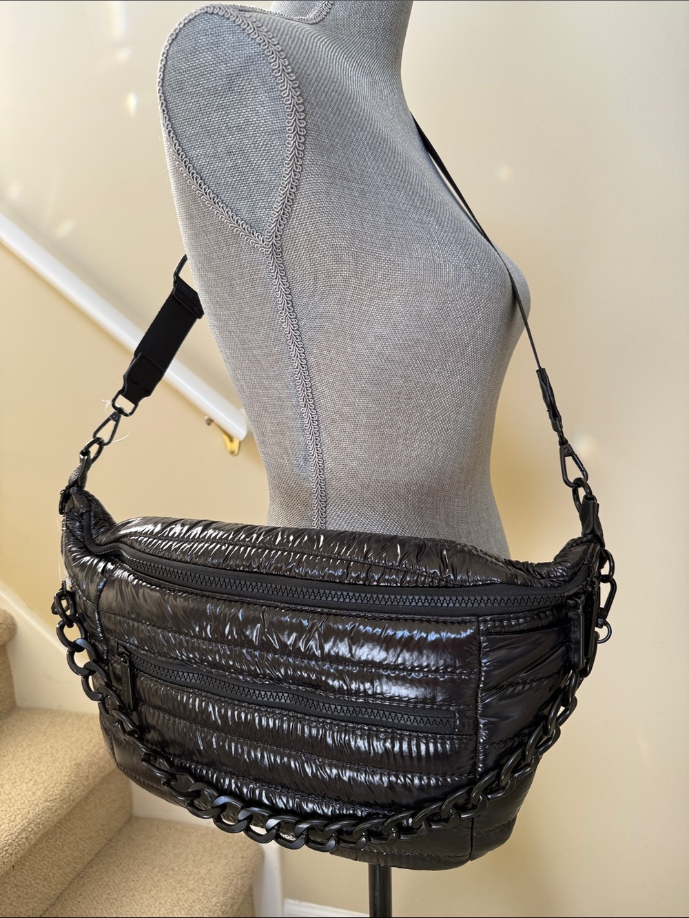 New w/o tag. BCBG Generation Black Quilted Crossbody Sling Bag.